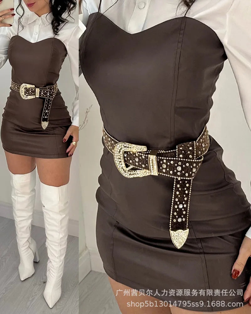 Women 2 Piece Sets Dress  Full Sleeve Shirt