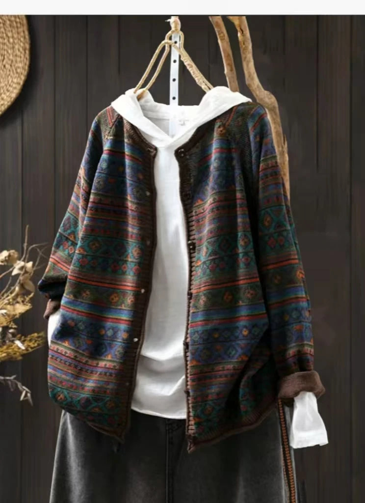 Knitted Versatile Loose Vintage Casual Long-sleeved Top Cardigan