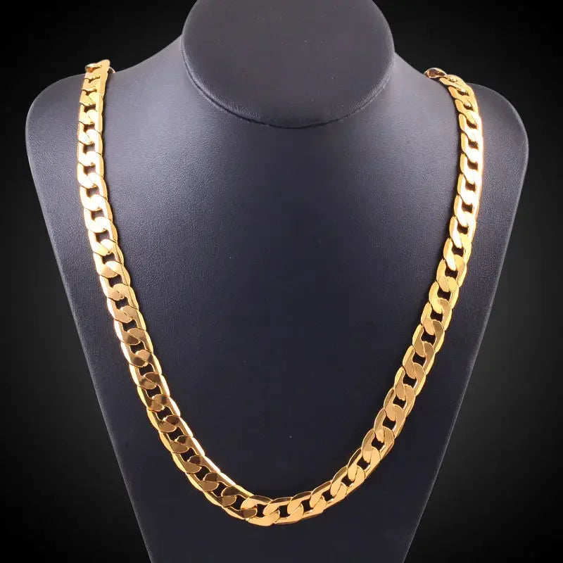 Pure Gold Color Chain Jewelry, Chapado  Ouro 10mm Chain For Men
