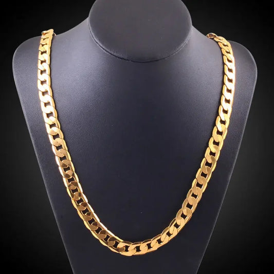 Pure Gold Color Chain Jewelry, Chapado  Ouro 10mm Chain For Men