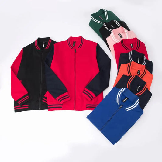 Unisex Varsity Team Baseball Jacket Men And Women Sports Zipper Bomber Coat