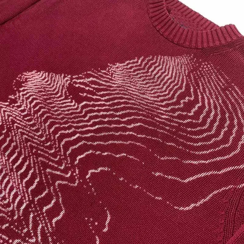 Knitted Sweater for Men and Women, Gothic Portrait Printed Pullover