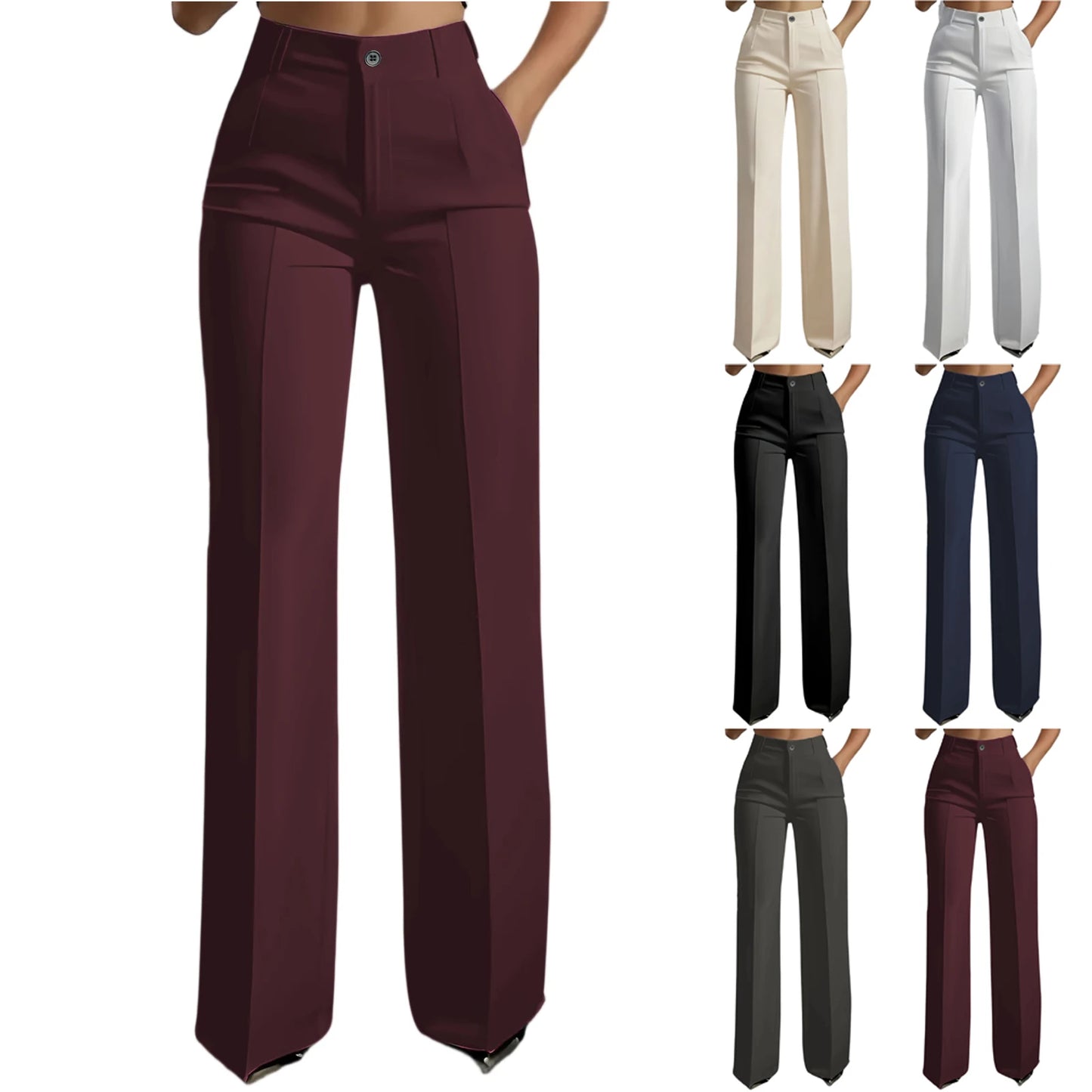 Women's High Waist Pants Drapey Straight-Leg Minimalist Blazer Pants