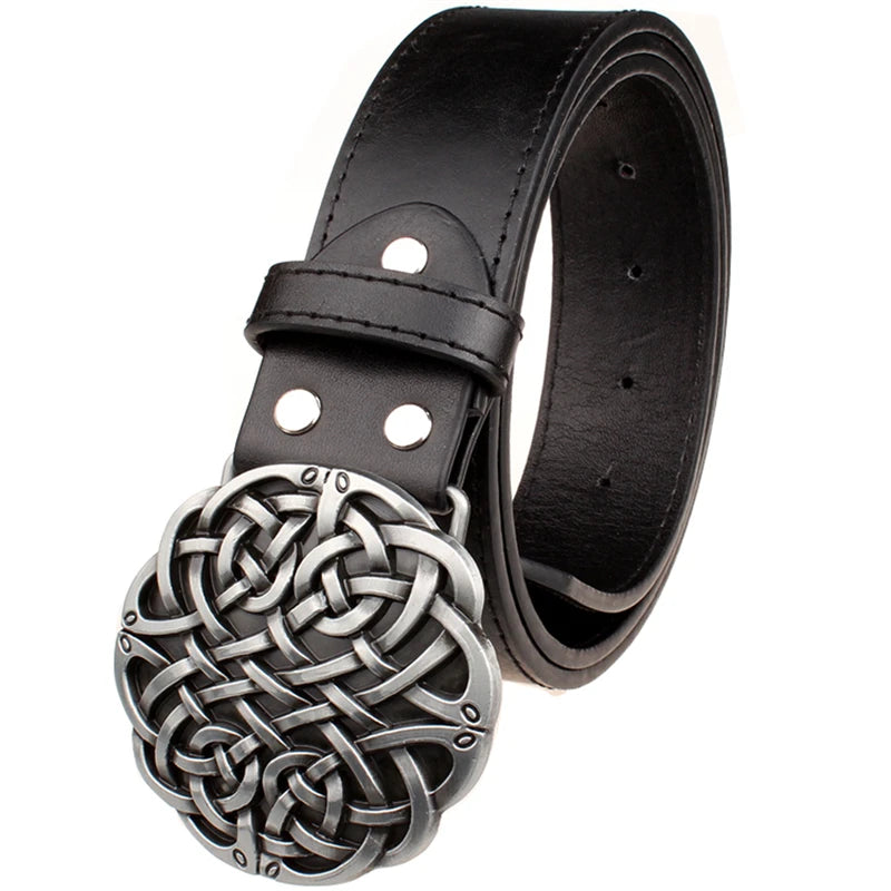 Fashion Leather Belts Big Metal Buckle Celtic Knot