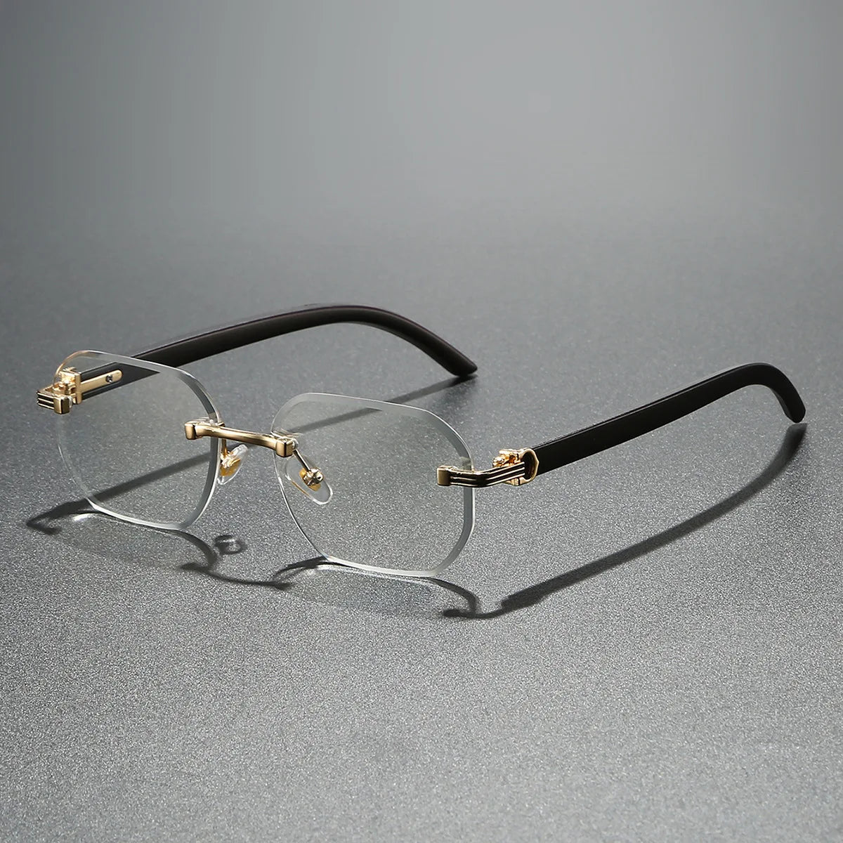 Trendy Rimless Sunglasses for Men Women Frameless Rectangle Wood Frame Sun Glasses