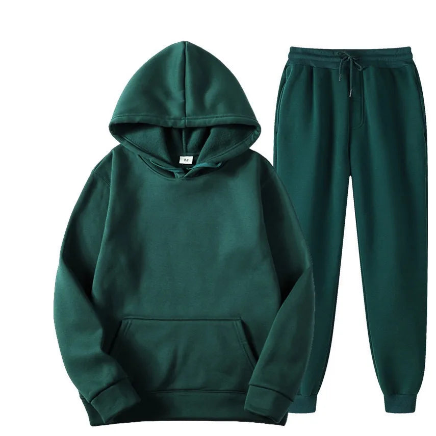 New Solid Color Hoodie+pants Two-piece set
