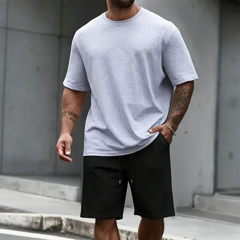 Men's Set O-Neck T-shirt & Sports Shorts
