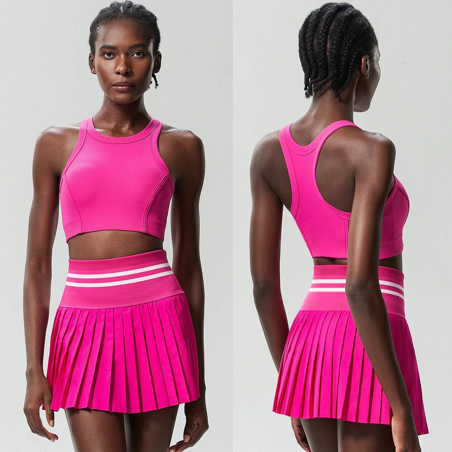 Women Tennis Set 2PCS Sexy Bra High Waist Sports Golf Skirts