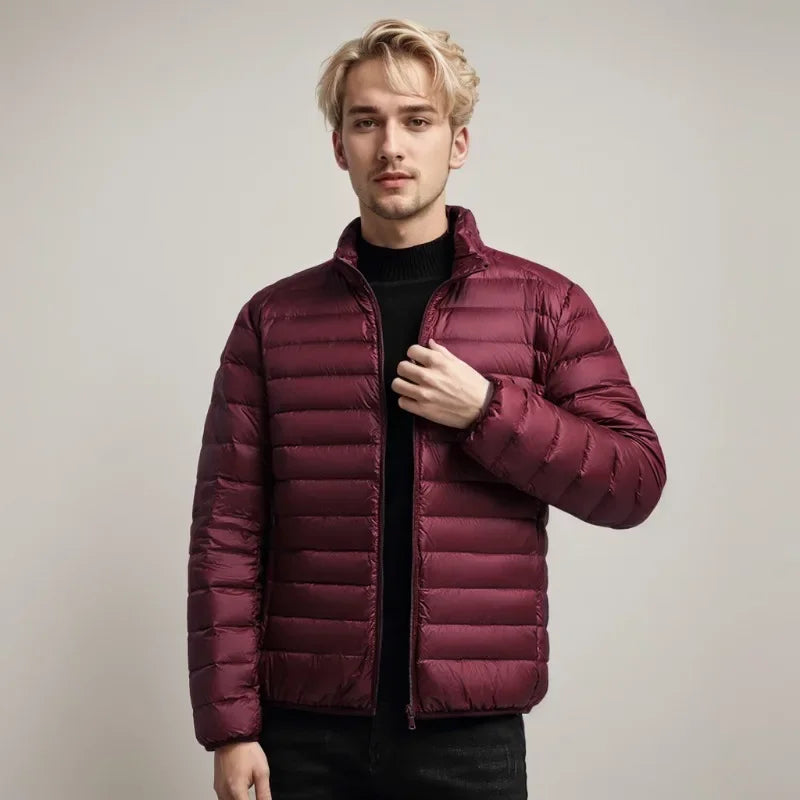 All-Season Puffer Jacket Men White Duck Down Portable Lightweight Jacket