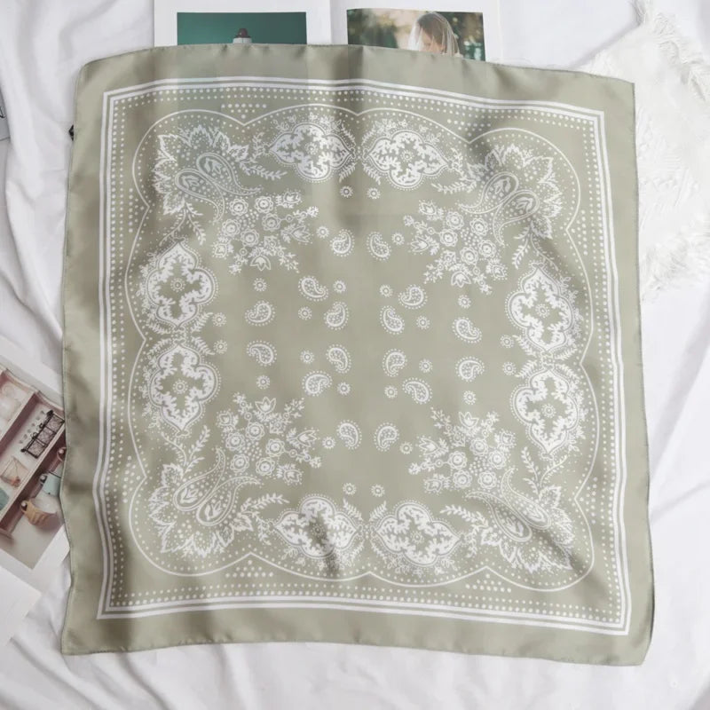 70cm Paisley Printed Hijab Scarf Satin Bandana Head Scarfs