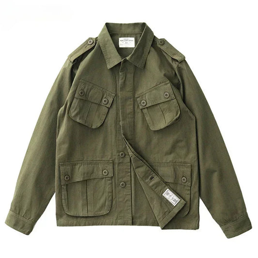 Multi Pocket Cargo Jacket Mens  Vintage Tactical Coats Lapel