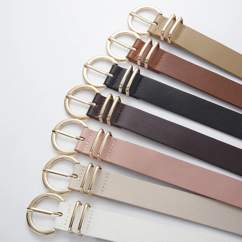 Women Belt Stylish Metal Buckle Belts Minimalist Dress