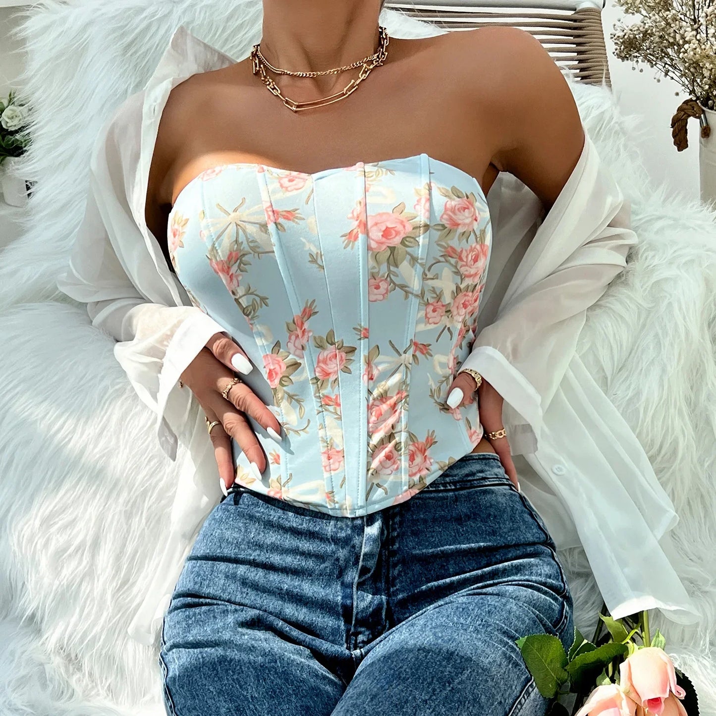 Women Floral Top Sexy Spicy Girl Tank Top