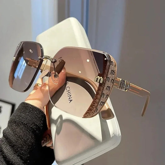 Cool Sunglasses for Women Anti Strong Light Rimless Sun Glasses
