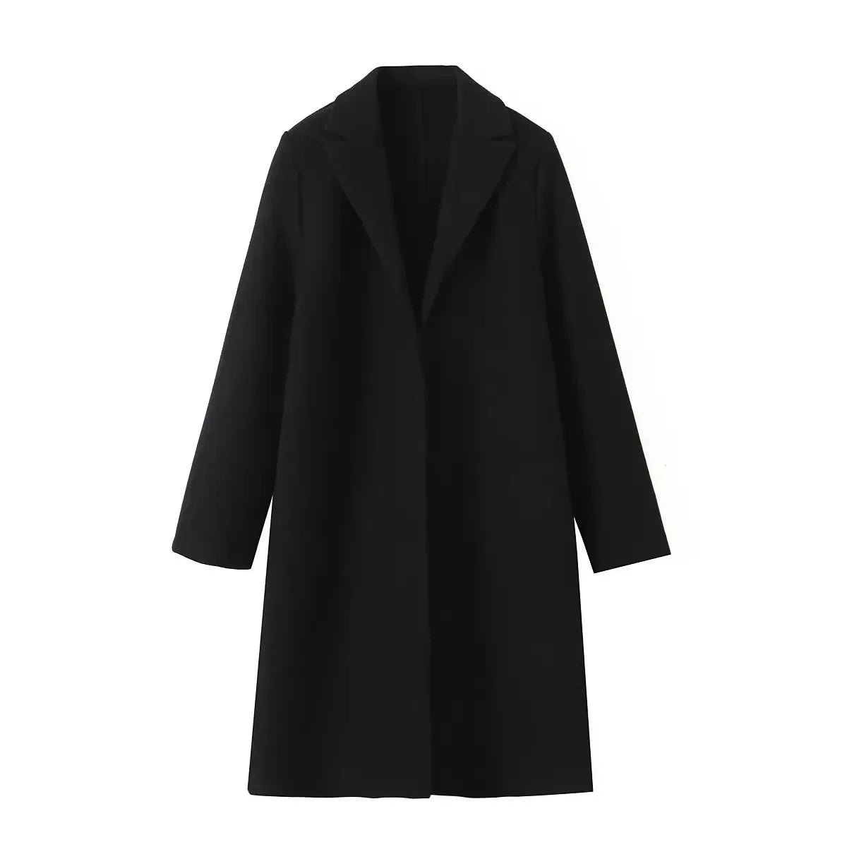 Woolen  Open Stitch Long Trench Coats