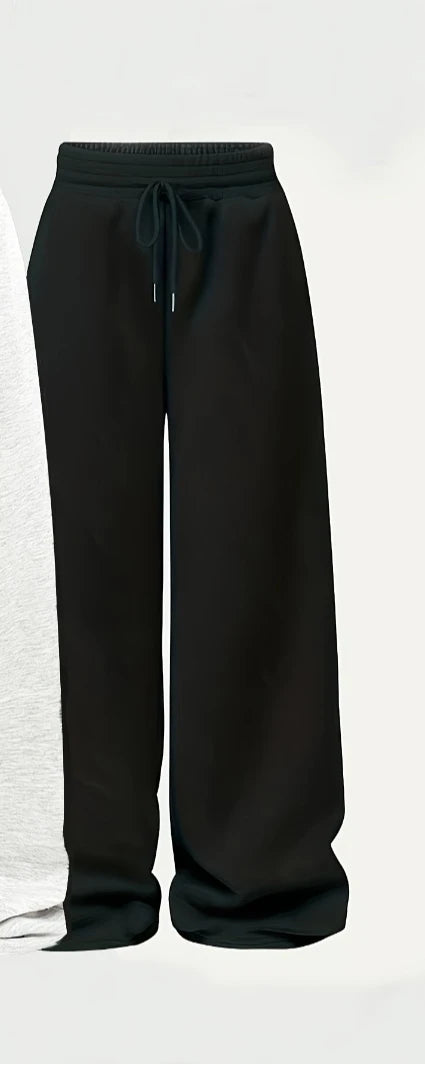 Casual Pants for Women: Simple Front-Tie Loose Fit Wide-Leg Trousers