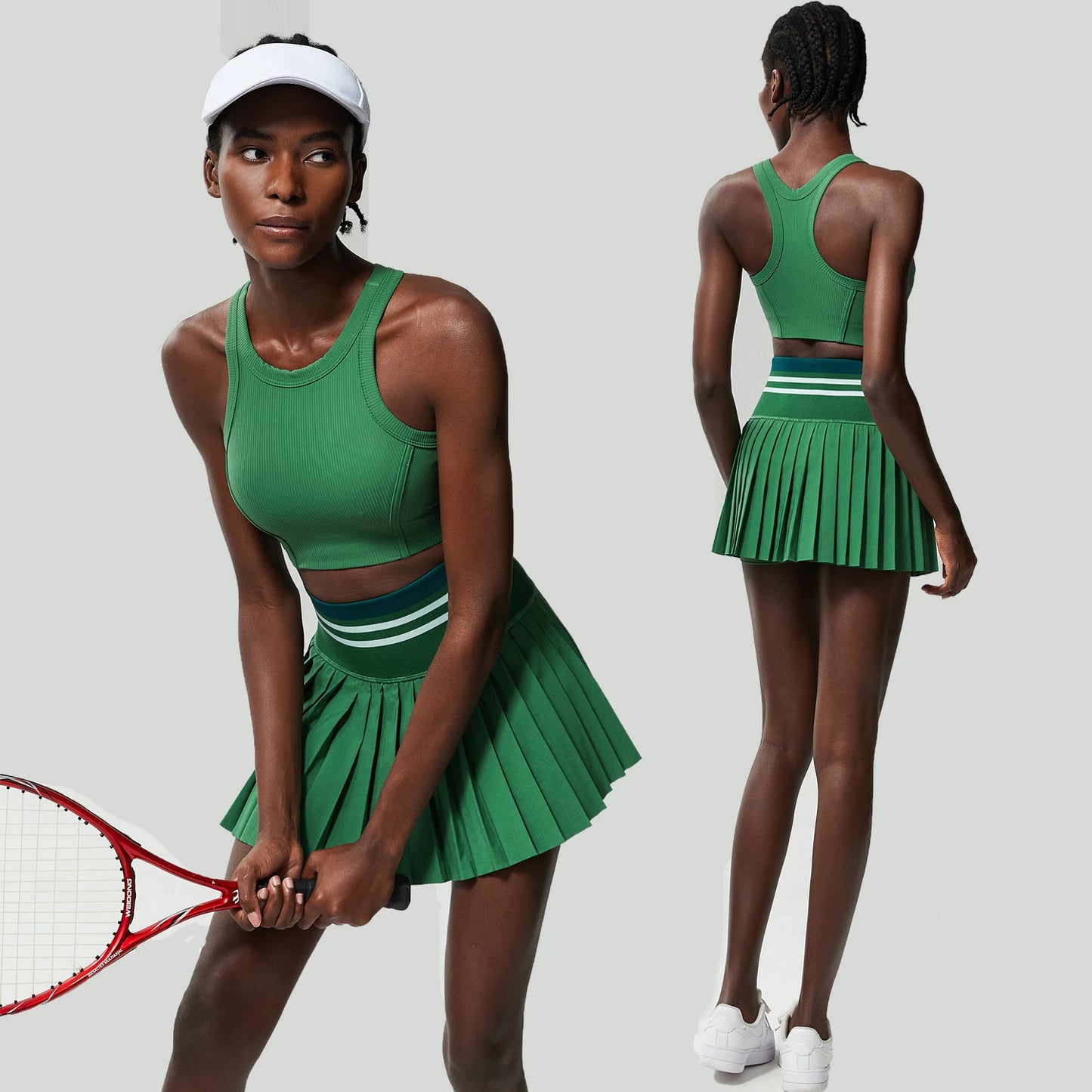 Women Tennis Set 2PCS Sexy Bra High Waist Sports Golf Skirts