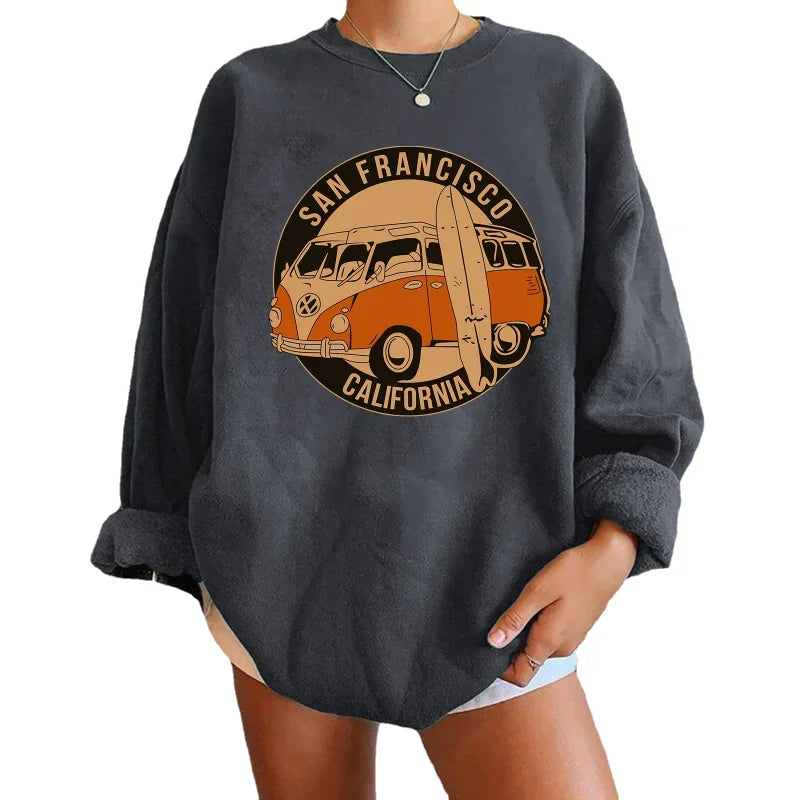 Sweatshirts Vintage Oversized Crewneck Tops