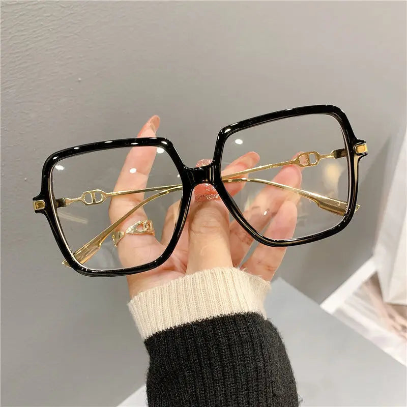 Anti Blue Light Flat Glasses  Metal Rectangular Frame