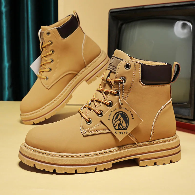 High Top Boots Men's Leather Shoes
