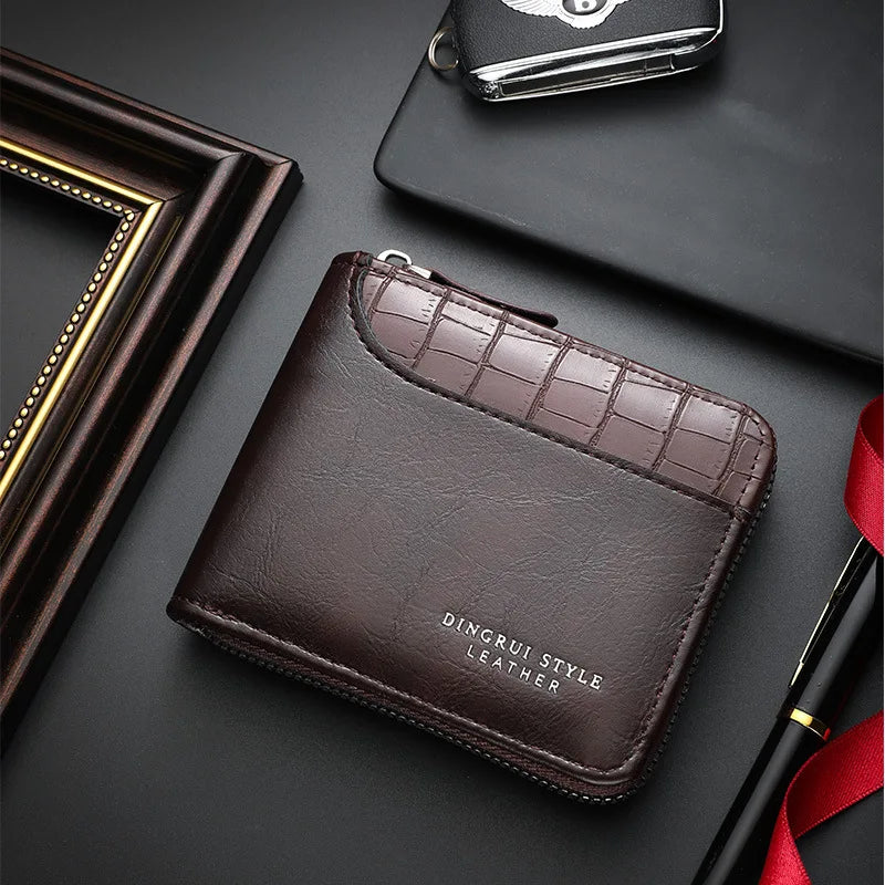 Leather Men’s Wallet Luxury Mens Purse Male Zipper Card Holders