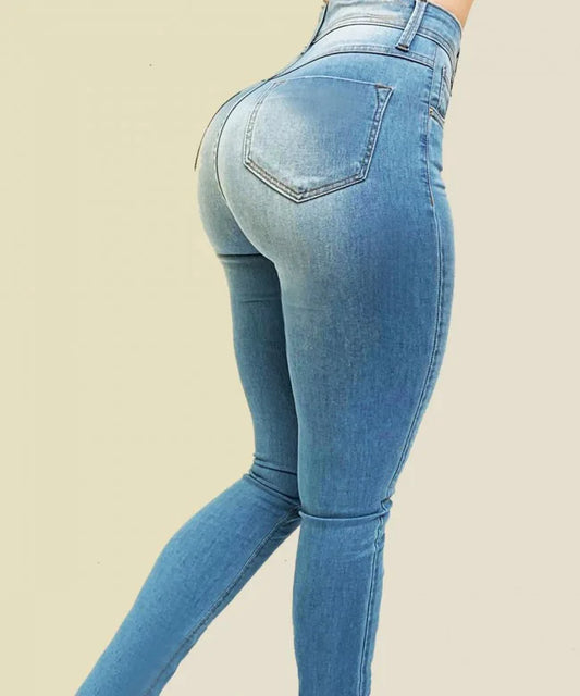Skinny Versatile Pocket Button Retro Trousers  Women