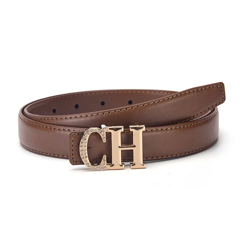 Women's Automatic Buckle Belt Simple And Fashionable Women's Casual Pants