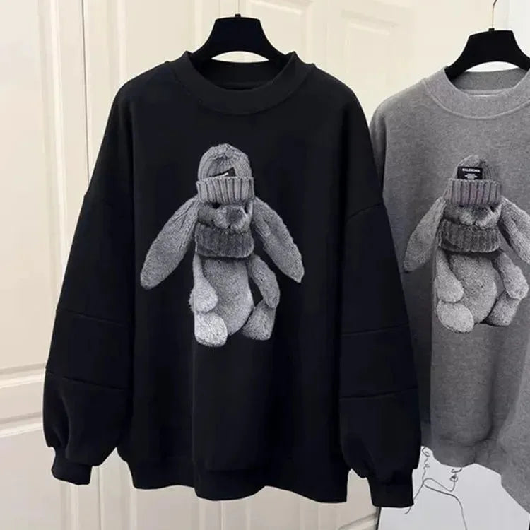 Women's Cute Casual Hoodie round Ne Polyester Fiber Loose Fit