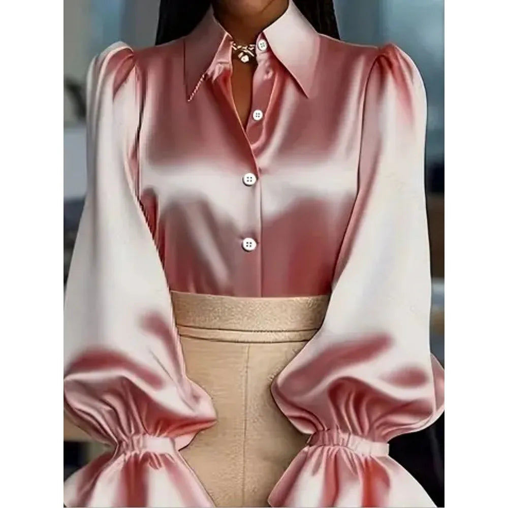 Long Sleeve Blouse Office Elegant Work Shirt