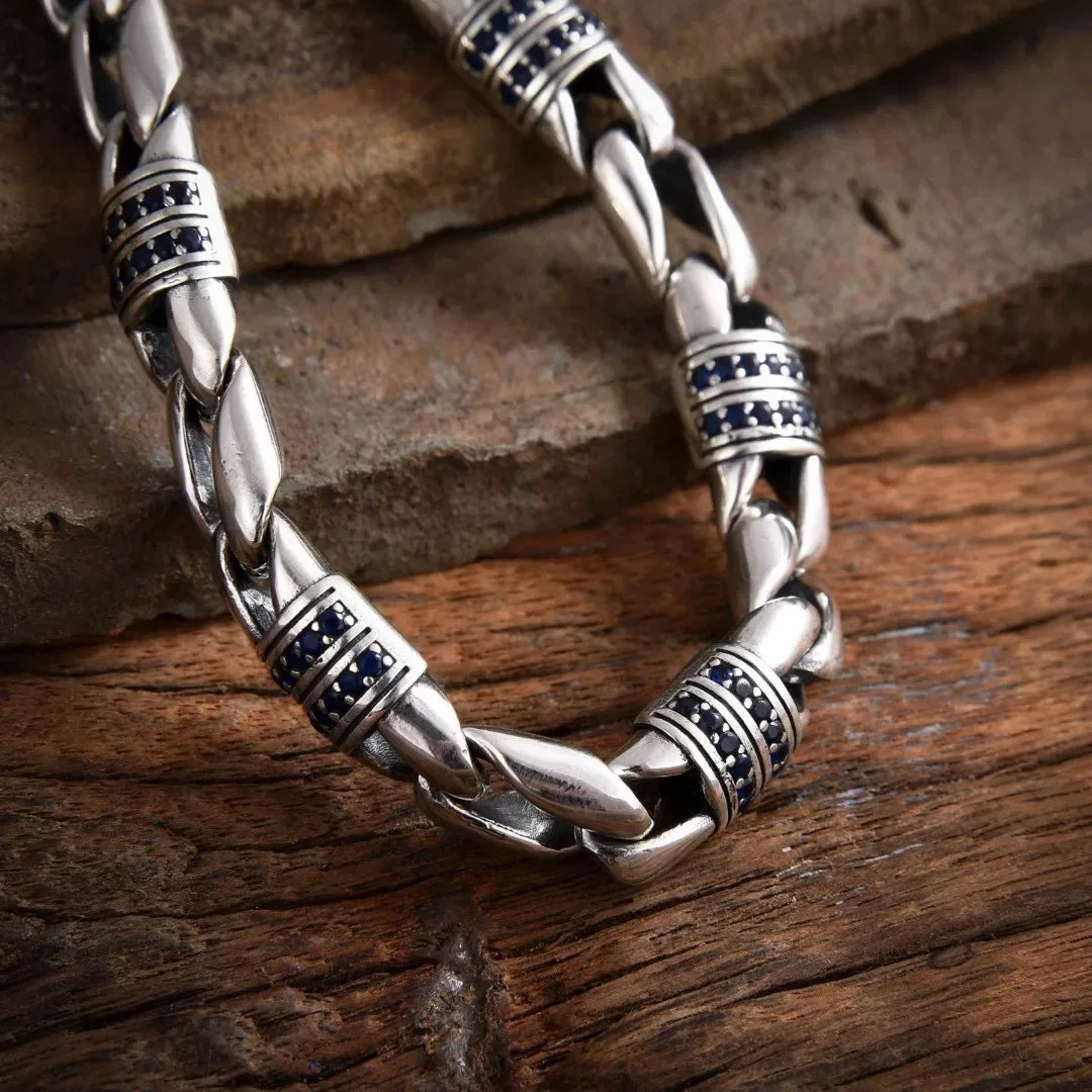 New Men's Generous Hand Jewelry Trendy Style  Diamond Inlaid Texture Bracelet Accessories