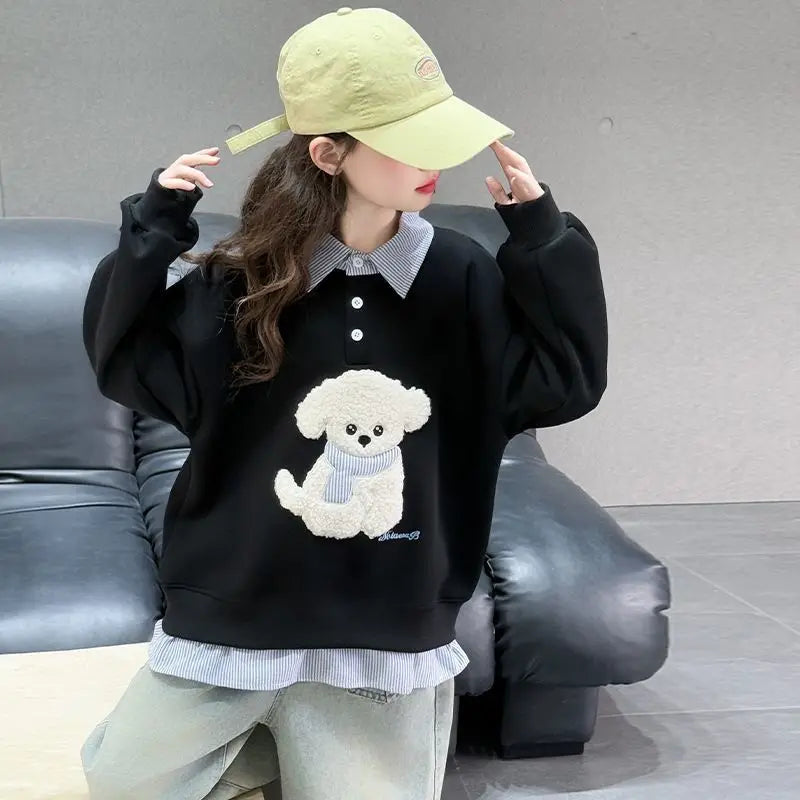 Sweatshirt Girls Two-Piece Polo Hoodie