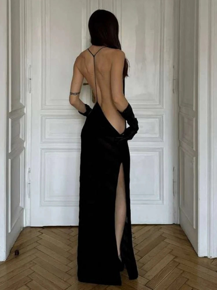Backless Vestidos Elegantes See Through Sexi Night Dress