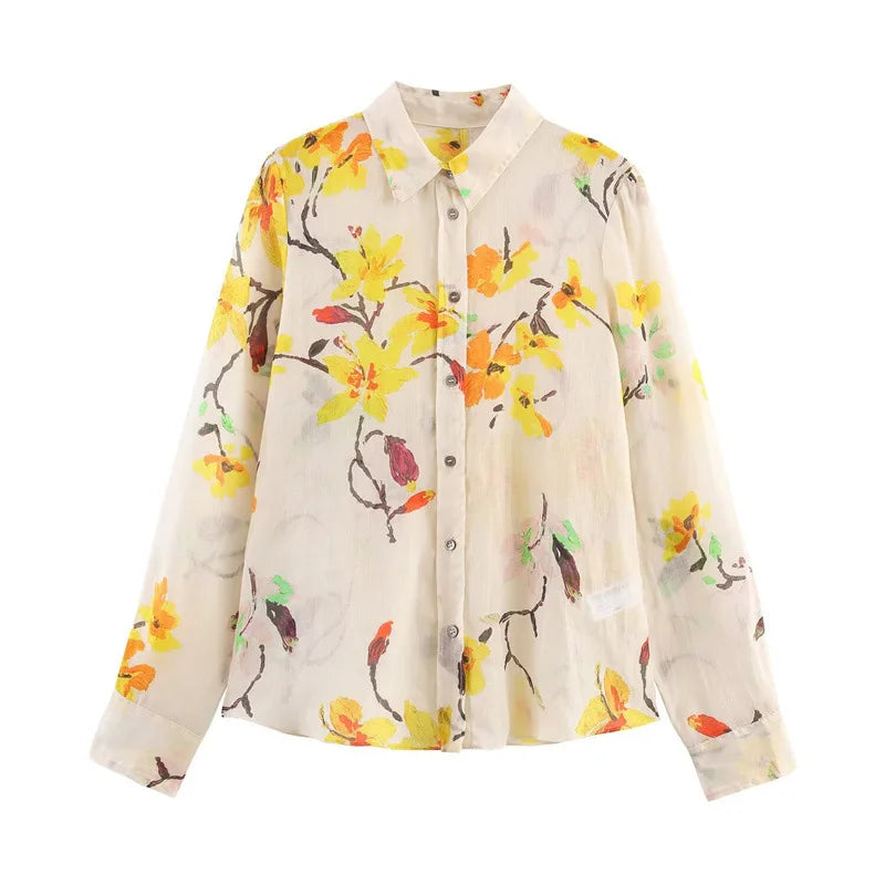 Women 2 Pieces Sets Floral Printed Shirt