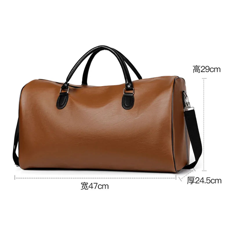 Men's Business Travel Bags Leather Large Capacity Handbags
