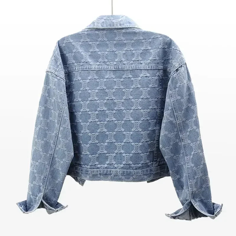 Embroidery Jacquard Cropped Loose-fit Versatile Tweed Jacket