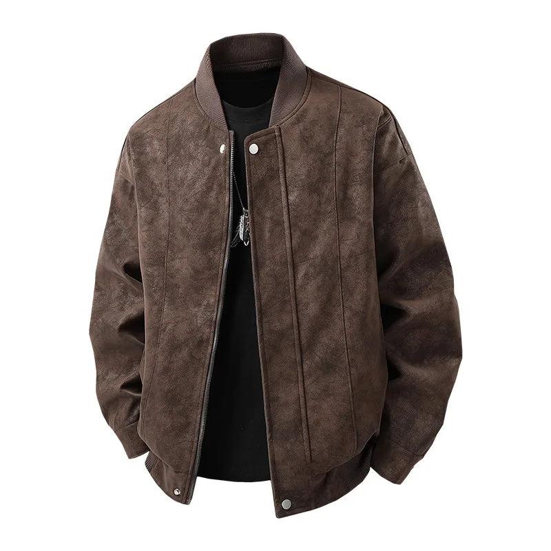 Mens Leather Jacket Suede Waterproof
