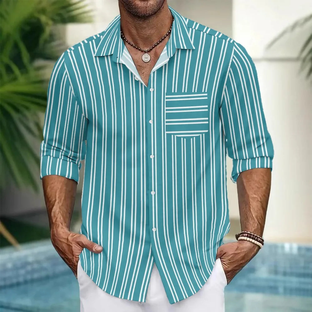 Button Up Shirts Seafoam Striped