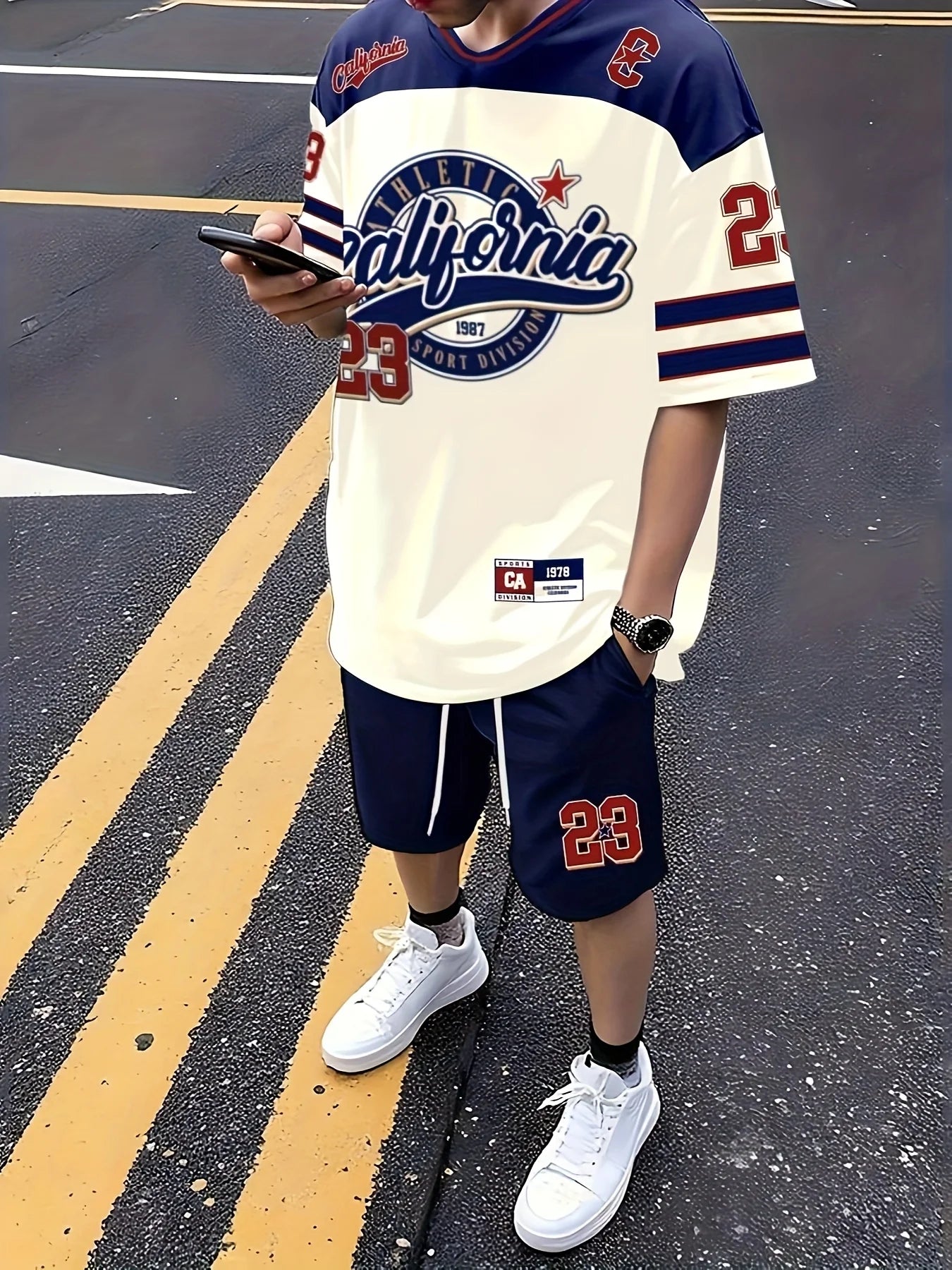 new men's set features street casual hip-hop fashion
