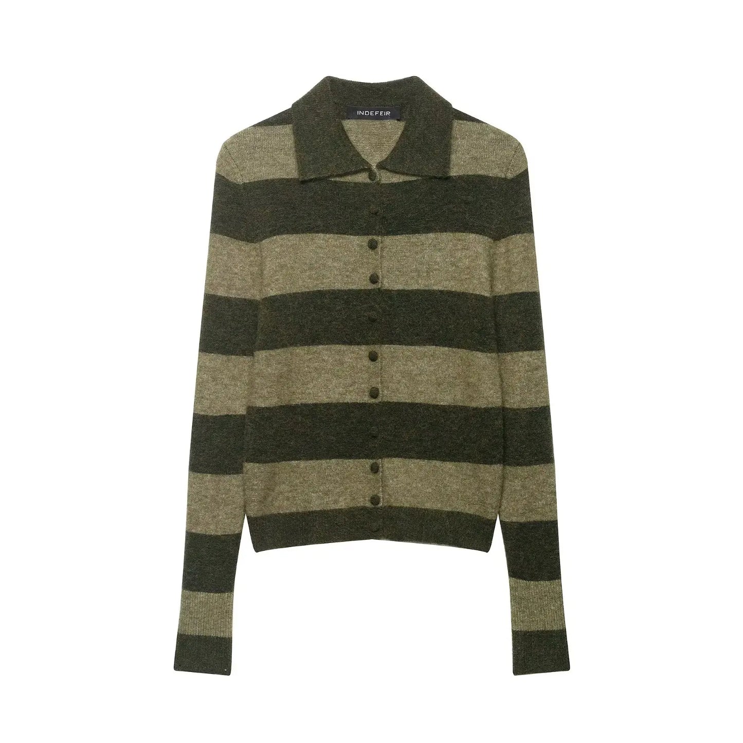 HH Sweater For Women Elegant Fashion Striped Knitted Cardigan Coat