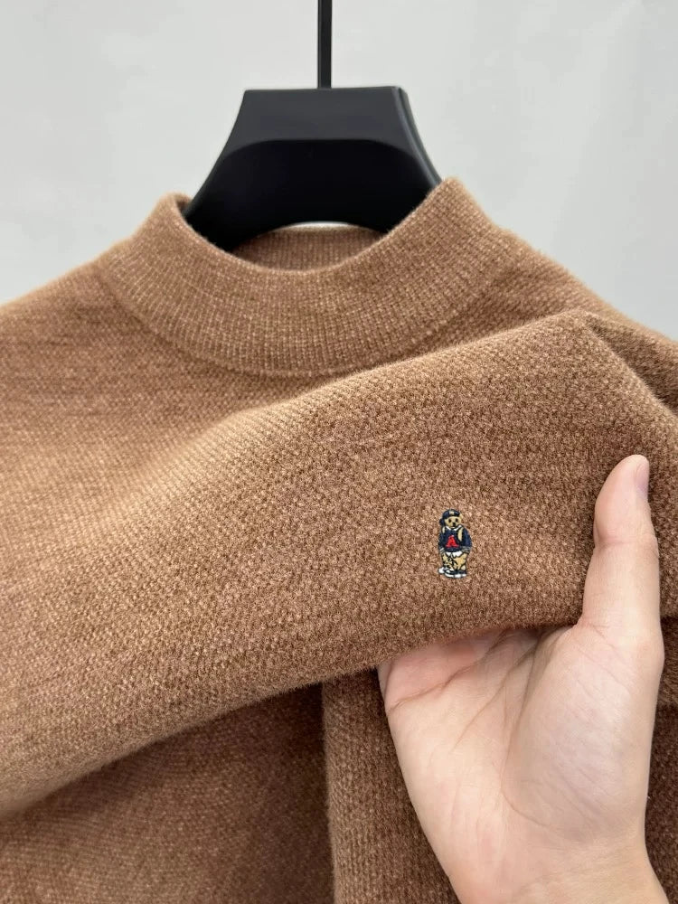 Fashion high-end brand knitted round neck sweater little bear embroidery