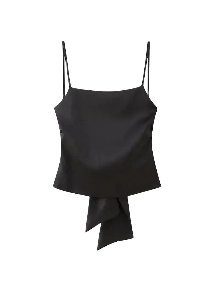 Women's Tank Tops with Tied Back, Straight Neck