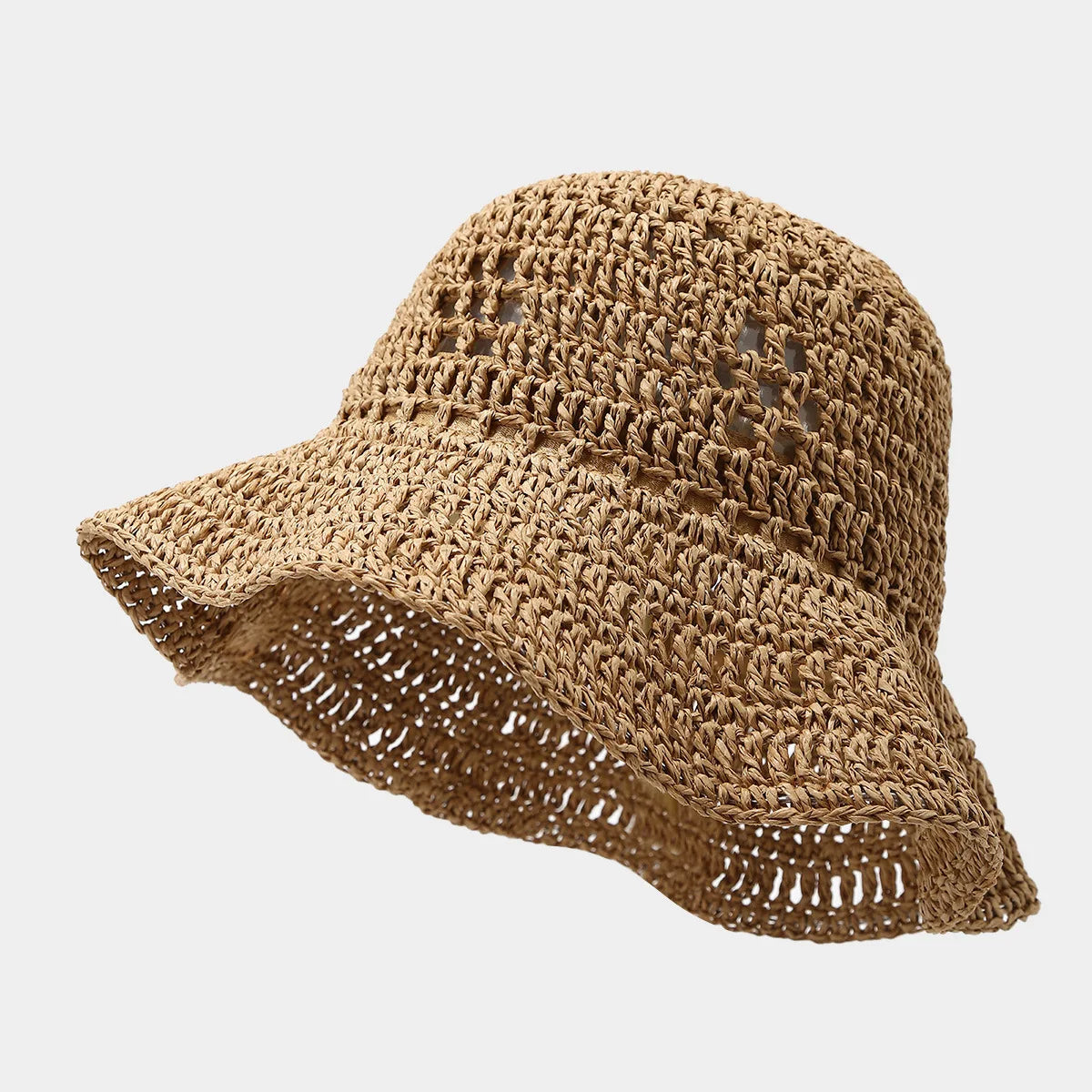 Ladies Floppy Straw Hats Wide Brim Beach Foldable Straw Sun Cap