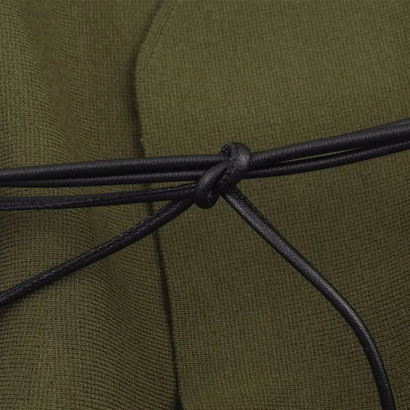 V Neck Tie Waist And Flared Hem Knitwear Top