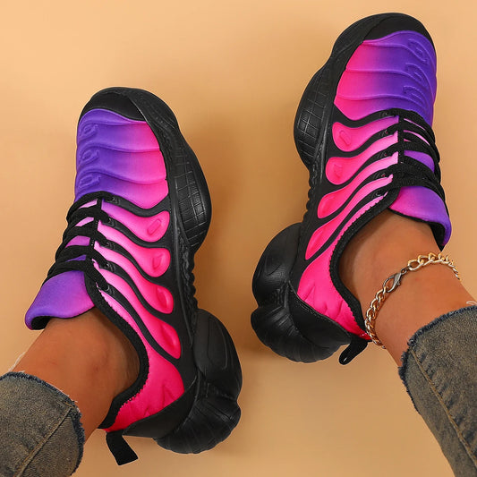 Women Sneakers  Rainbow Color Platform Shoes