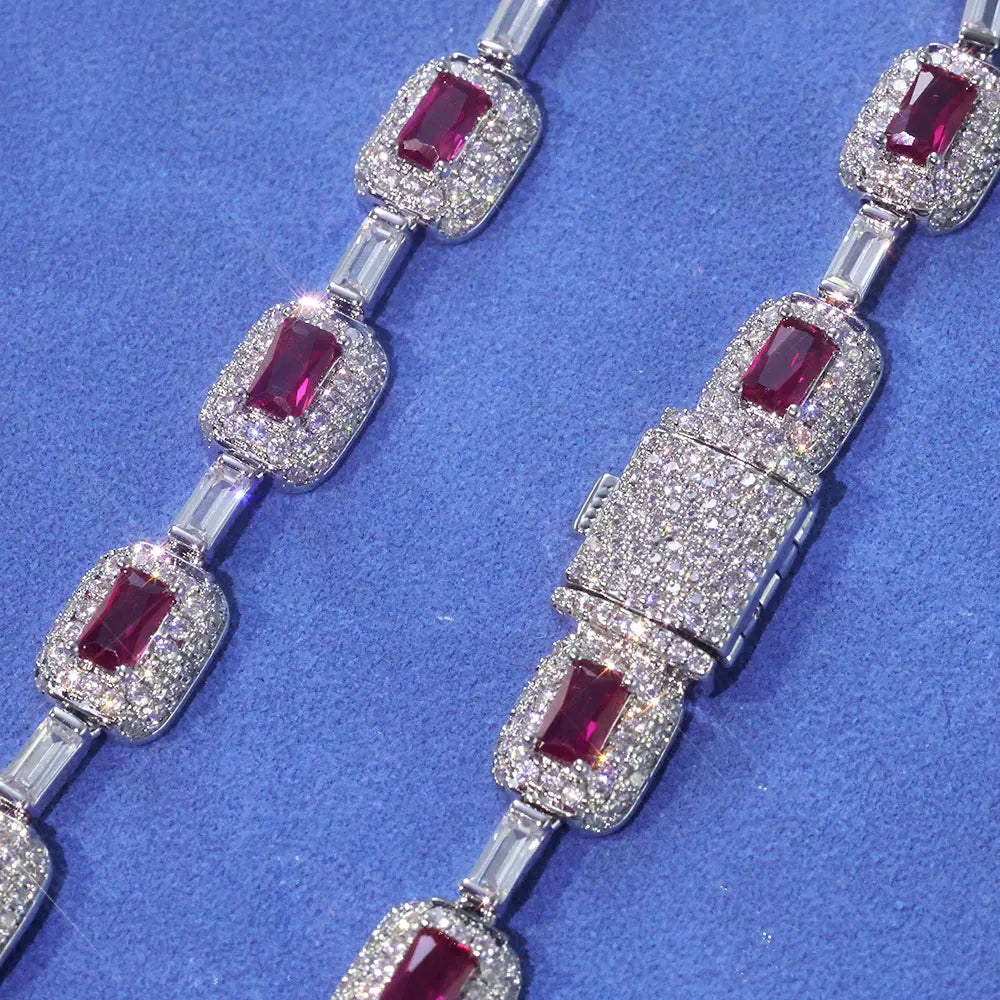 Women's Jewelry Silver Plated Red Diamond Gemstone Bracelet