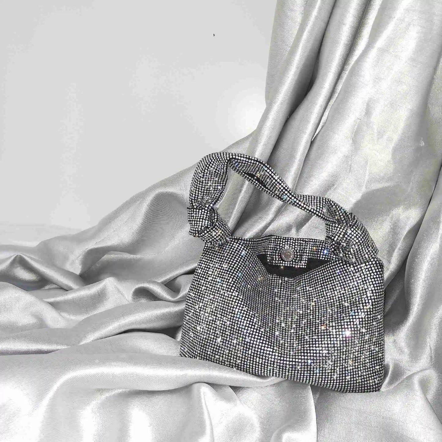 Handbags for Women Silver Black Rhinestone Evening Bags Small Clutches Bag