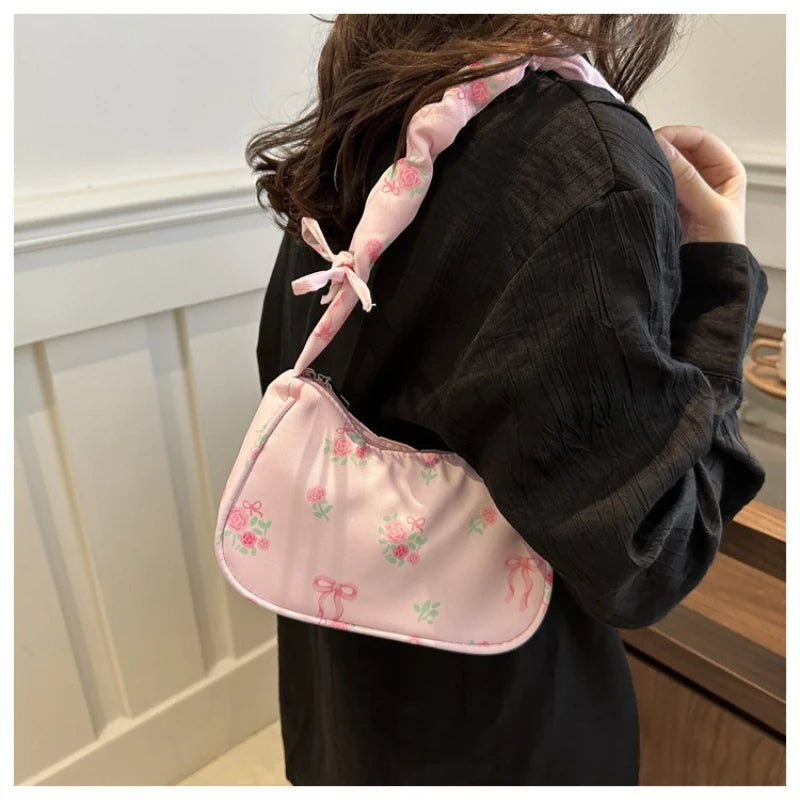 Women's Bags 2025 Summer Nylon Pleated Handbags Armpit Bag
