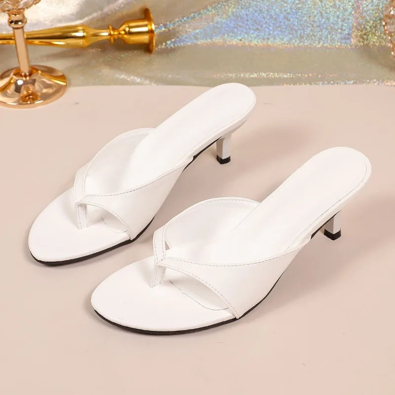 Women Slippers Fashion Clip Toe Party Dress Shoes Ladies Thin Heels Shoes