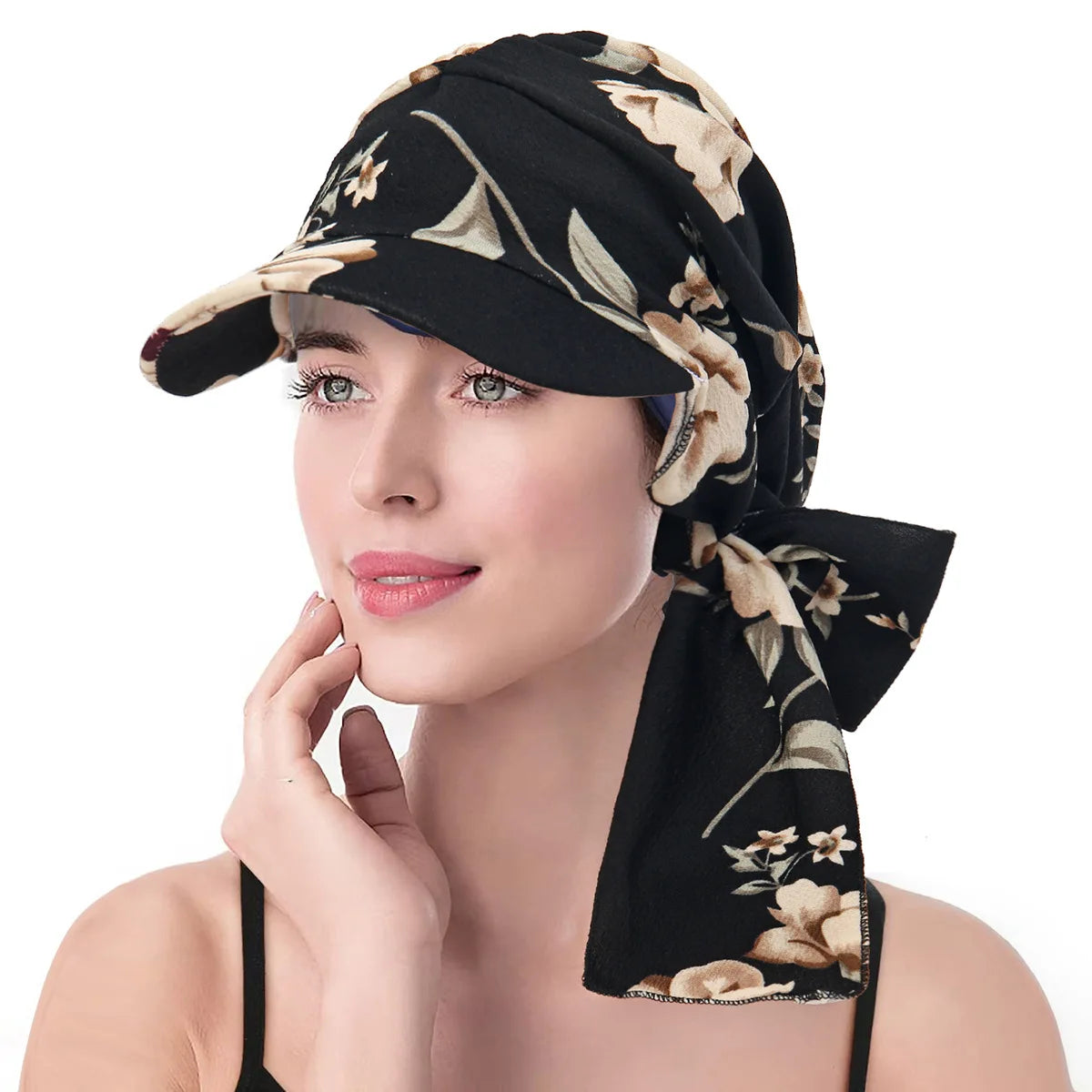 Women's New Printed Brim Headscarf Hat Outerwear