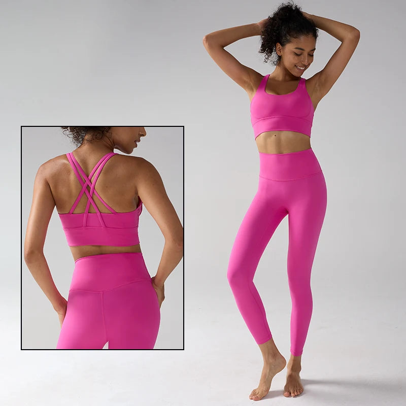 Women's Yoga Set Workout Set 2 Piece High Waist Yoga Leggings